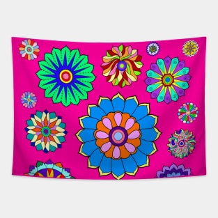 Psychedelic Floral Power Pattern Tapestry