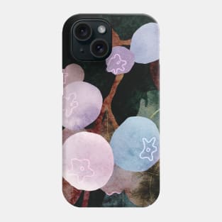 Blueberry Branch Negative Painting Watercolor Phone Case