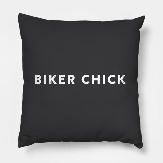 biker chick Pillow by RetroPixel99