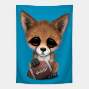 Cute Baby Fox Playing With Football Tapestry
