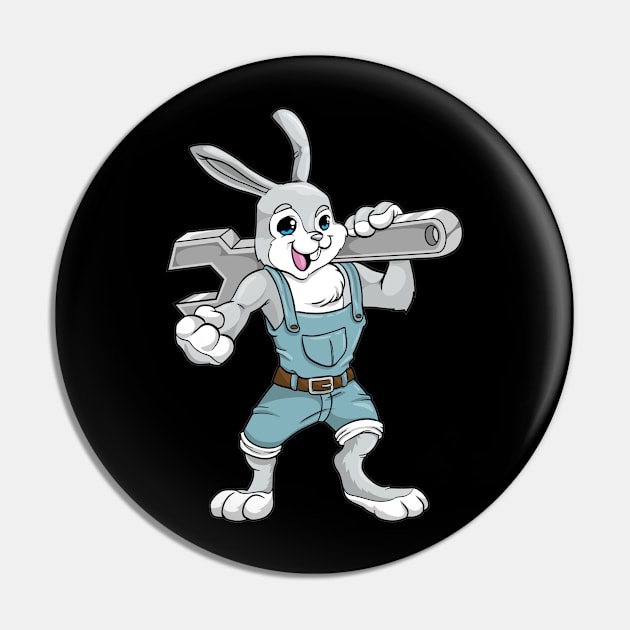 Rabbit as mechanic with wrench Pin by Markus Schnabel