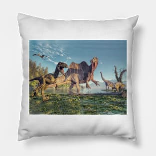 Dinosaurs playing in the river Pillow