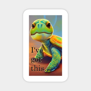 Confidence mantra with turtle, colorful artistic design Magnet