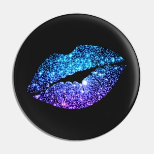 Teal Purple Ombre Faux Glitter Lips Pin