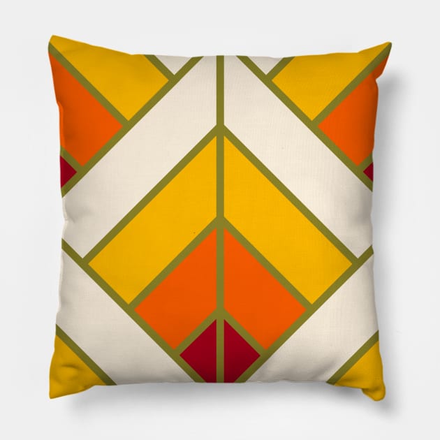 Geometric Pattern: Art Deco Diamond: Sunset Pillow by Red Wolf
