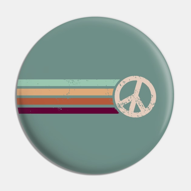 RETRO PEACE STRIPES - Clay & Sage Pin by Jitterfly