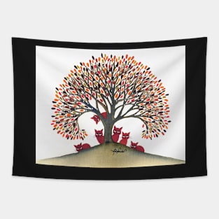 Halifax Whimsical Tree Cats Tapestry