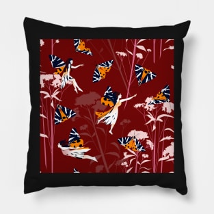Jersey tiger moth fairy - red Pillow