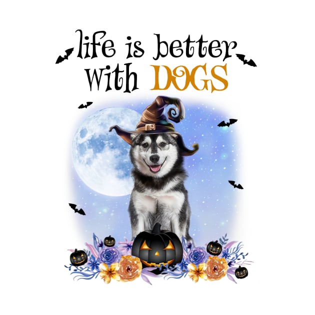 Husky Witch Hat Life Is Better With Dogs Halloween by Marcelo Nimtz