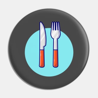 Fork And Knife Cartoon Vector Icon Illustration Pin