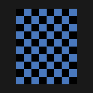 Maya Blue and Black Chessboard Pattern T-Shirt
