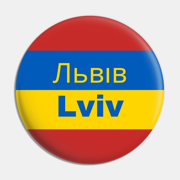 Lviv City in Ukrainian Flag Pin by aybe7elf