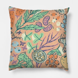 Ornate Plants And Flowers Pattern Pillow