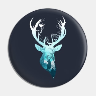 Deer Blue Winter Pin