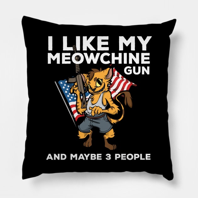 2nd Amendment Patriotic Gun Owner Cat American Flag Rifle Pillow by TellingTales