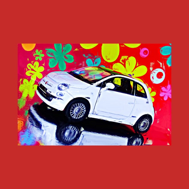 White Fiat 500 surrealism by DeVerviers