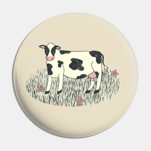 Cow with Flowers Pin