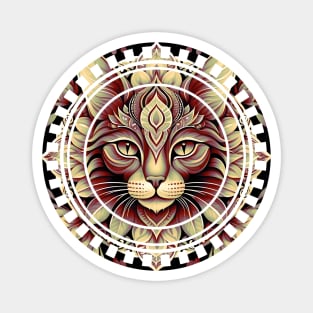 Gold and Red Cat Mandala Magnet