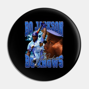 Bo Jackson Bo Knows Signature Vintage Legend Baseball Football Bootleg Rap Graphic Style Pin