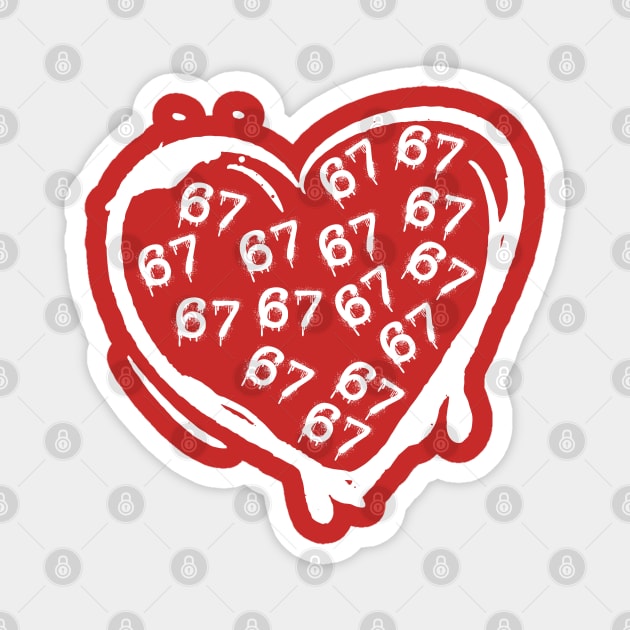 Graffiti 67 Heart Magnet by Creatifly Graphic Tees