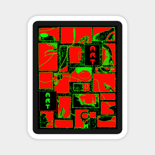 Granny s Things ART in Red Black and Green Magnet