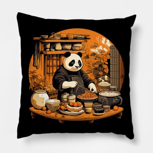 Panda Food Passion: Cuddly Charm Ramen Panda Feast Mode: Culinary Cuteness Pillow