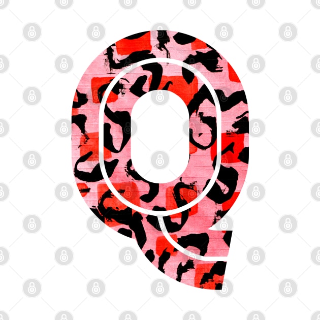 Letter Q Watercolour Leopard Print Alphabet Red by Squeeb Creative