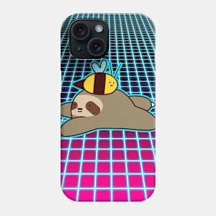 Sloth and Bee Vaporwave Grid Phone Case