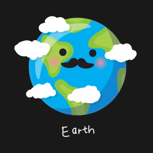 Cute Kawaai Earth Parody with Moustache T-Shirt