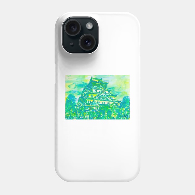 OSAKA CASTLE - watercolor painting Phone Case by lautir