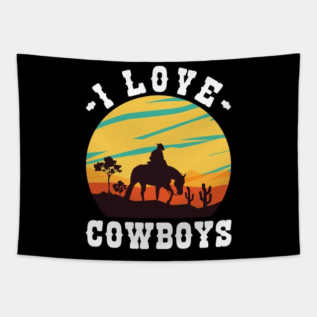 I Love Cowboys v7 Tapestry by Emma