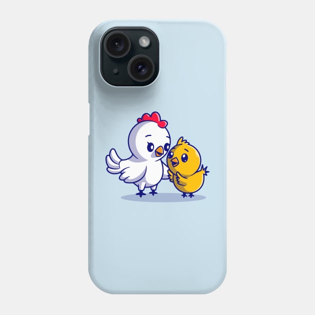 Cute Mother Chicken With Hen Cartoon Phone Case by Catalyst Labs