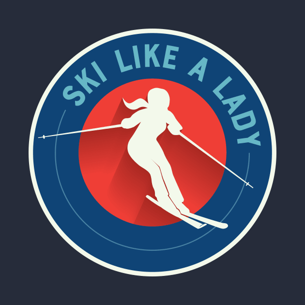 Ski Like a Lady - retro circle by jwsparkes