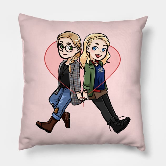 Always Know Each Other (Margot & Tilly ver.) Pillow by artsy_alice