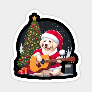 Golden Retriever Playing Guitar Christmas Magnet