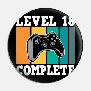 Level 18 Complete 18th Birthday 18 Years Gamer 2002 Pin