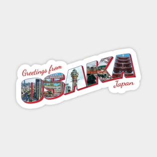 Greetings from Osaka in Japan Vintage style retro souvenir Magnet