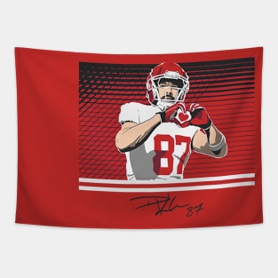 Travis Kelce Throw Up The Heart Hands Tapestry