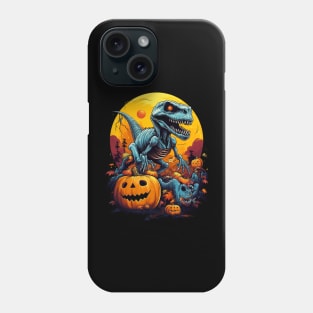 Halloween Skeleton Zombie Ghost Riding T Rex Funny Pumpkin Phone Case