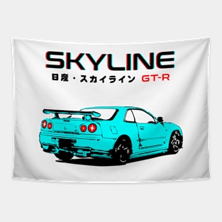 Skyline GTR (Cyan 3D) Tapestry