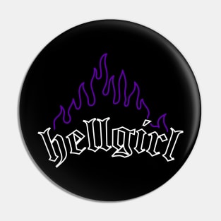 Hellgirl Aesthetic Goth Grl Grunge Design (Purple Flames & White Text) Pin