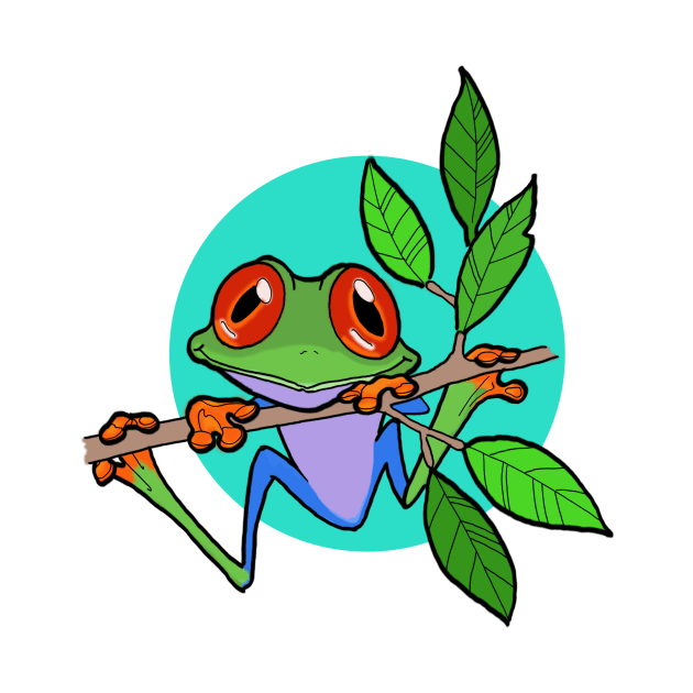 Tree Frog On Branch With Aqua Sphere Original Art by ckandrus