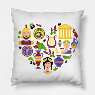 Greece Heart Pillow