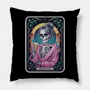 The Mom Life Skeleton Tarot Card Funny Sarcastic Occult Gothic Pillow