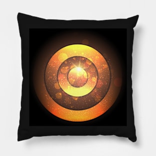 Glowing golden rings in space Pillow