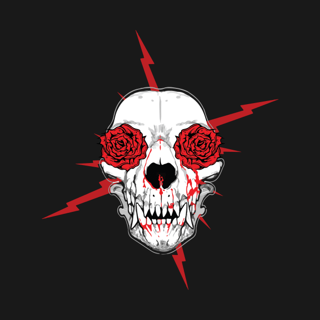 Canine Skull Dripping Blood New School Art by ckandrus