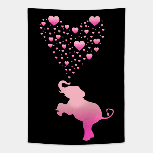 Elephant with Pink Heart Bubbles Tapestry