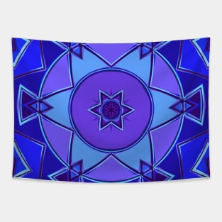Cartoon Mandala Blue and Purple Tapestry