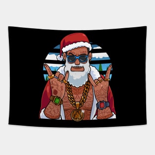 Black Santa Claus Gangster Hip Hop Christmas Tapestry