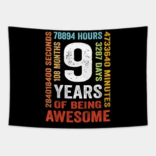 9th Birthday 9 Years Old Vintage Retro 108 Months Boy Girl Tapestry